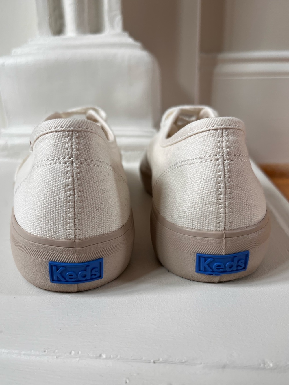 Keds Women's Off-White Canvas Low Profile Lace-Up Sneakers with Taupe Sole - Picture 5 of 7